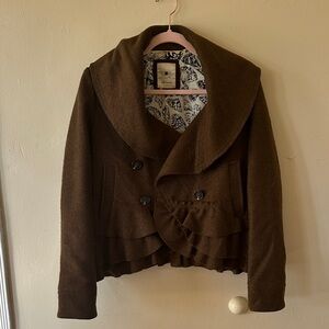 Elevenses Chocolate Brown Pea Coat